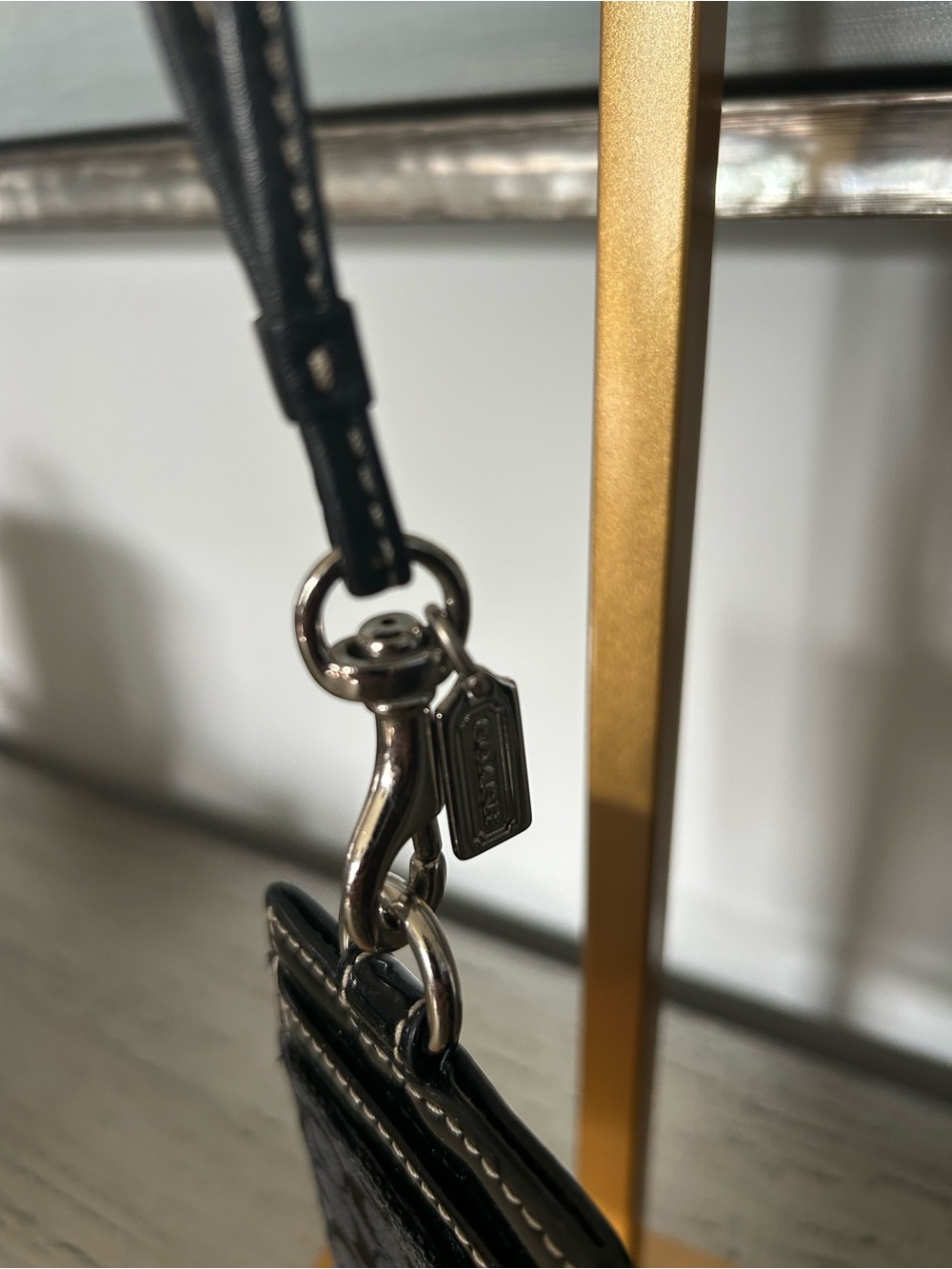 Coach Black Signature Card Holder with Lanyard NWOT UNISEX - Picture 3 of 5